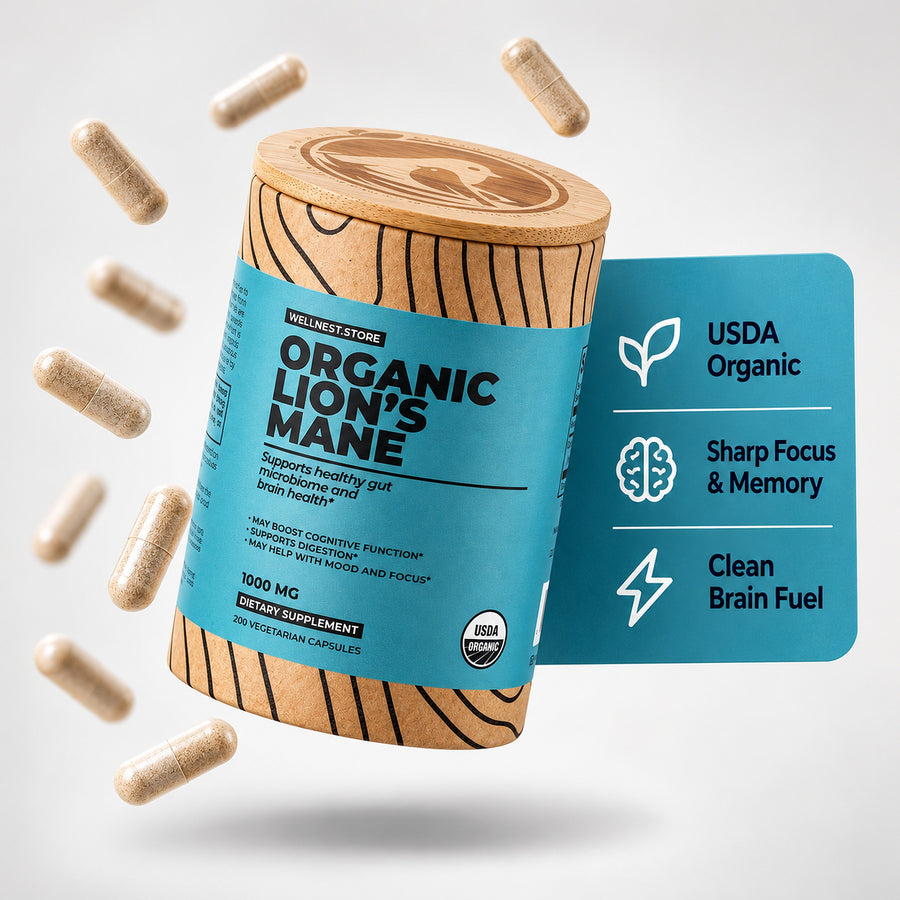 Organic Lion's Mane Mushroom, 200 vegetarian capsules