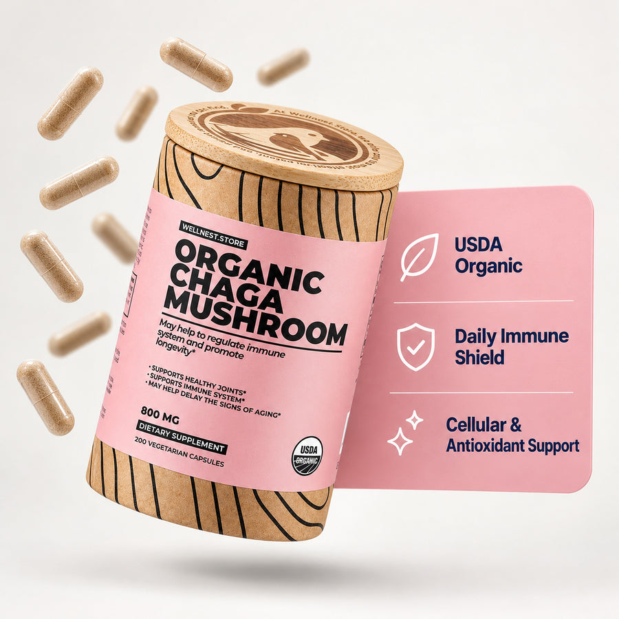 Organic Chaga Mushroom, 200 vegetarian capsules