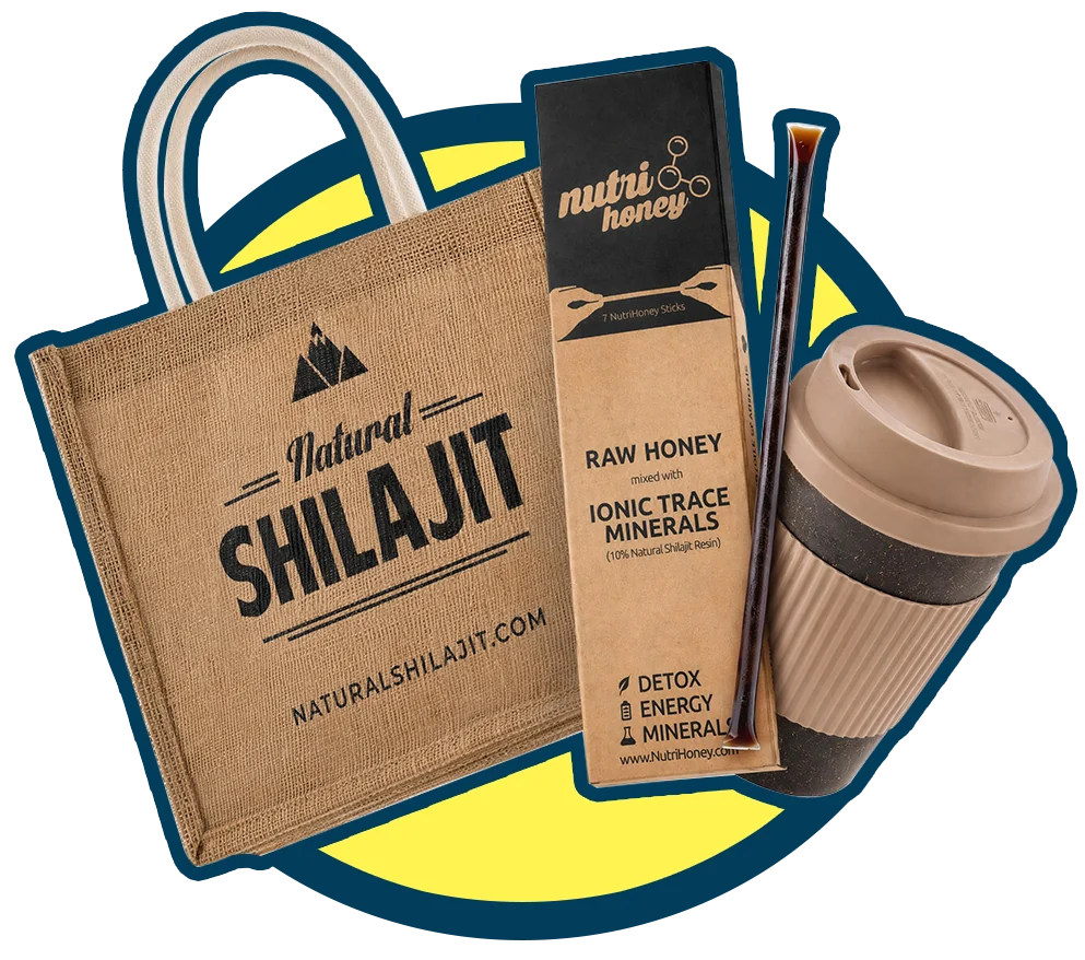 Free gift bundle — jute tote, NutriHoney sticks and bamboo travel cup