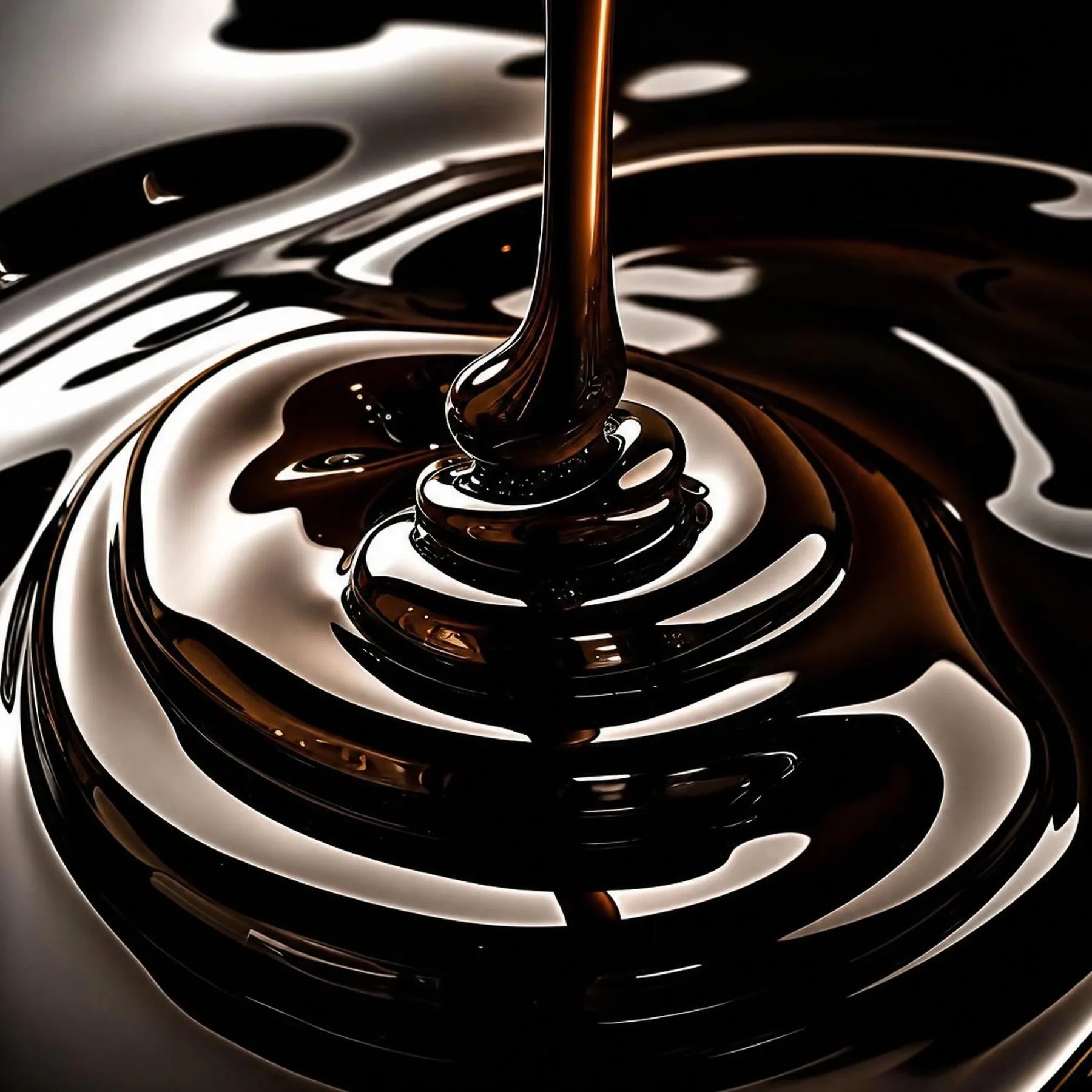 Fake shilajit syrup, a glossy, thick motor-oil-like stream that stays permanently soft and never sets